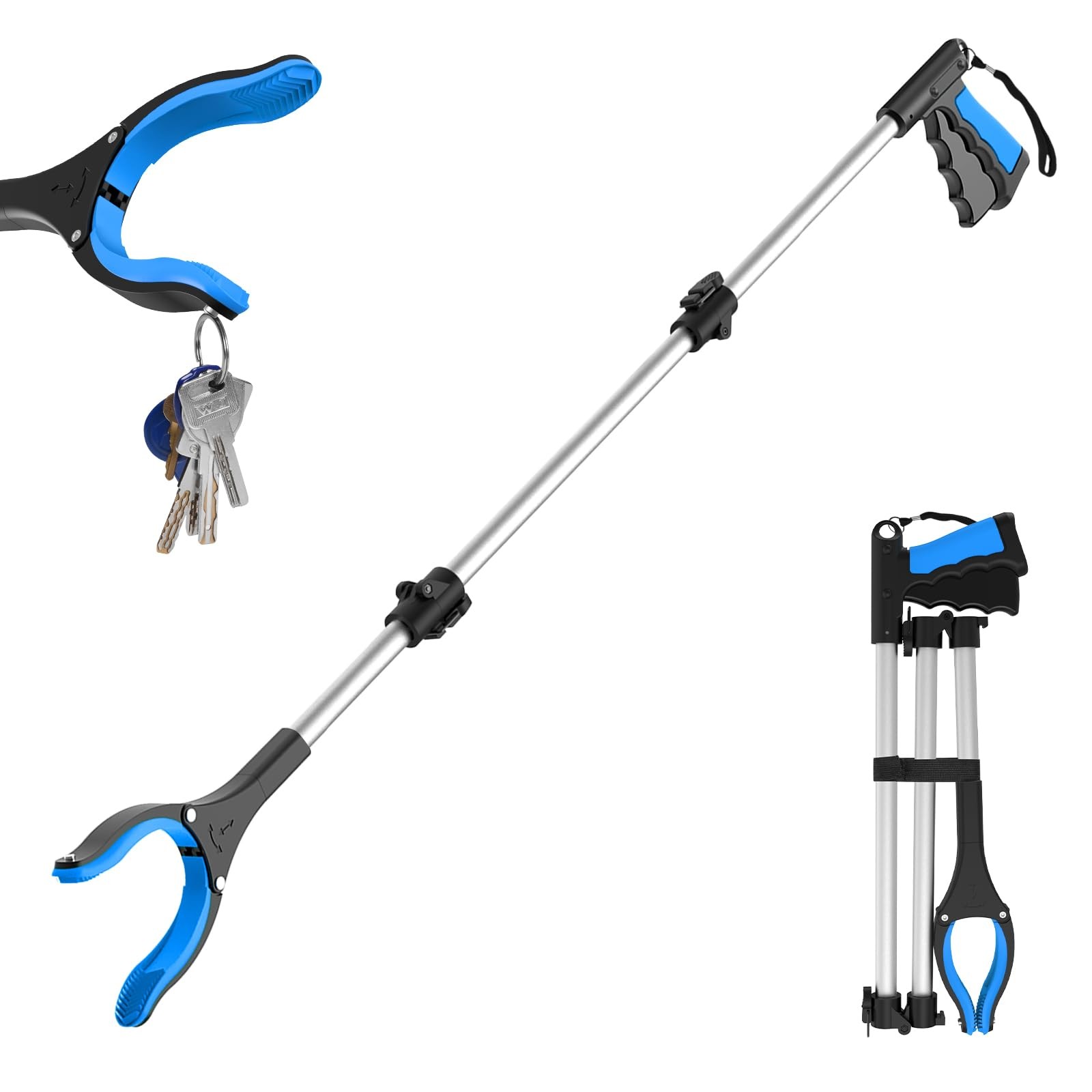 43″ Grabber Reacher Tool, Foldable Reacher Grabber Pickup Tool w/ 360° Rotating