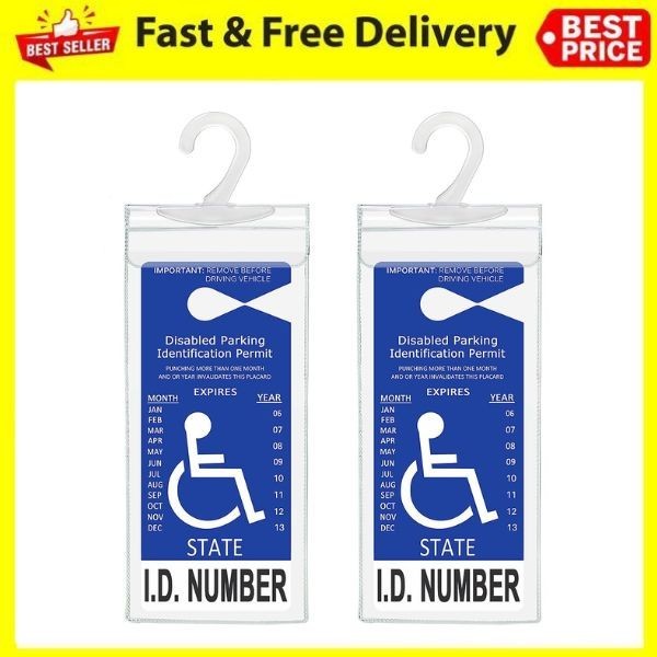 Tbuymax Disabled Parking Permit Holder Clear Placard Cover Hanger 2 Pack