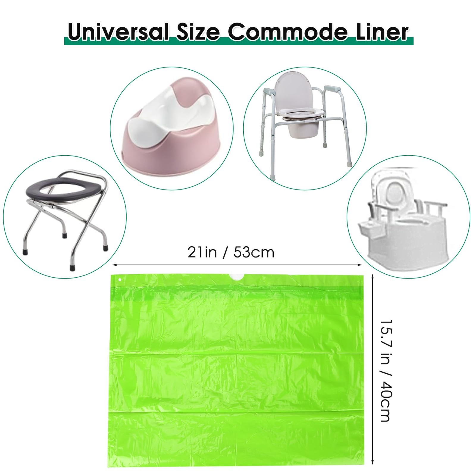 BOOWOO Bedside Commode Liners 50 Bags 50 Pads Scented Disposable