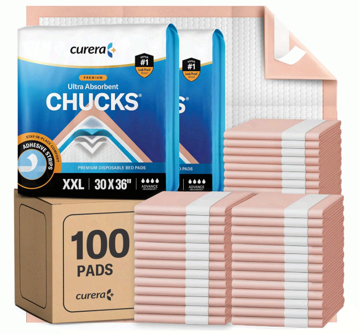 Curera Chucks 30×36 Disposable Underpads 100ct Ultra Absorbent Bed Pads XL