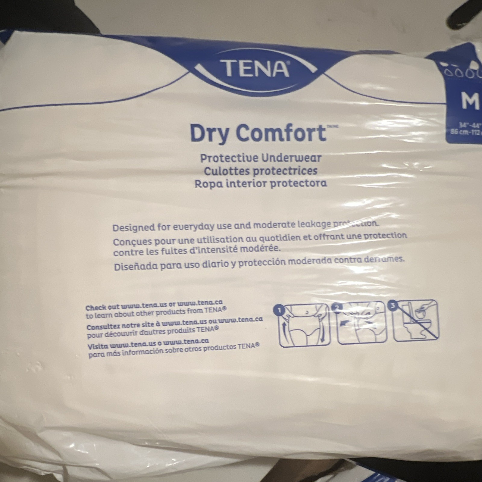 TENA Dry Comfort Incontinence Pants Moderate Absorbency M 34-44 in 20 Ct