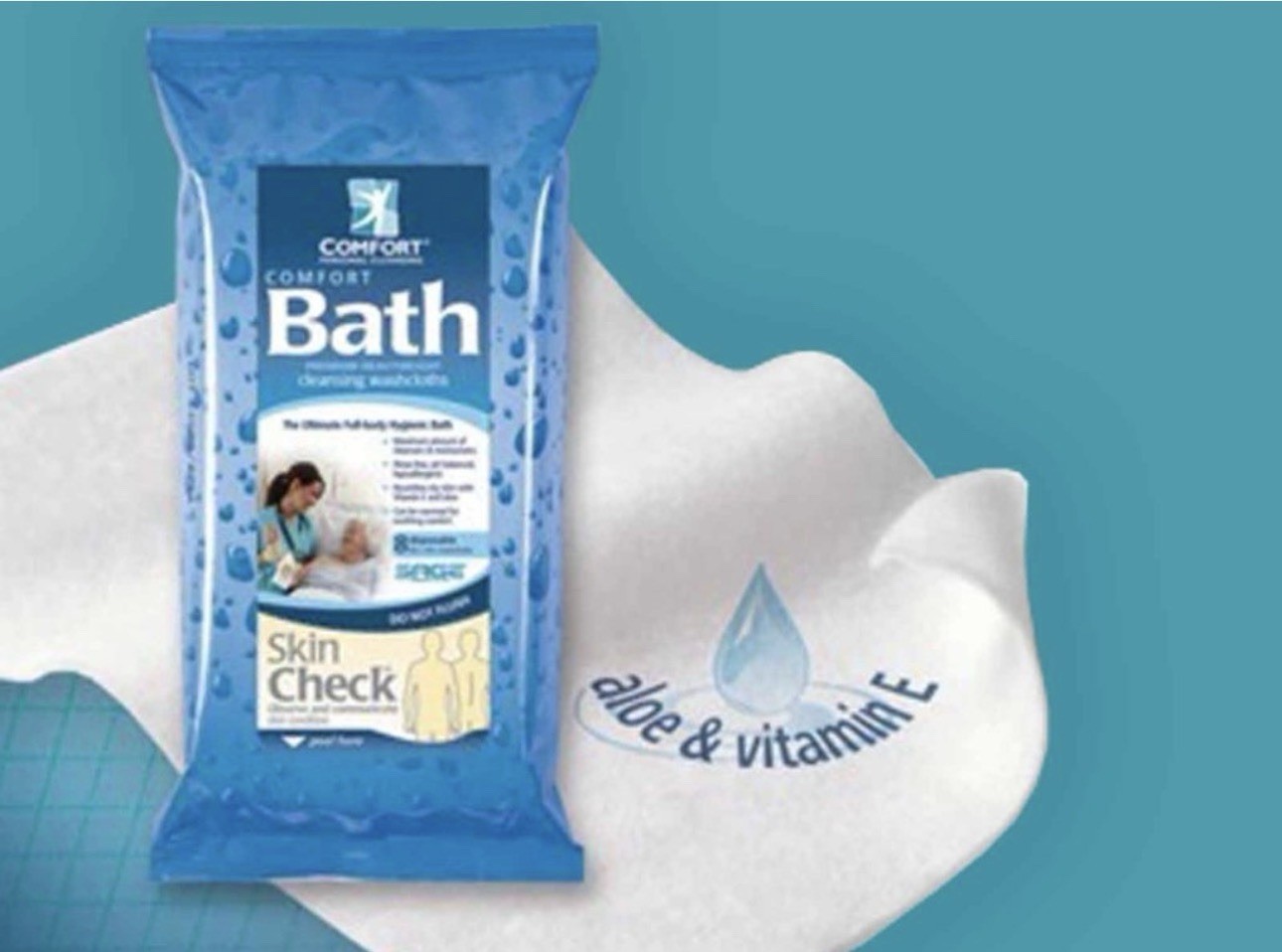 Comfort Bath Cleansing Heavyweight Washcloths VIT E 6 Pkgs -48 Cloths Skin Check