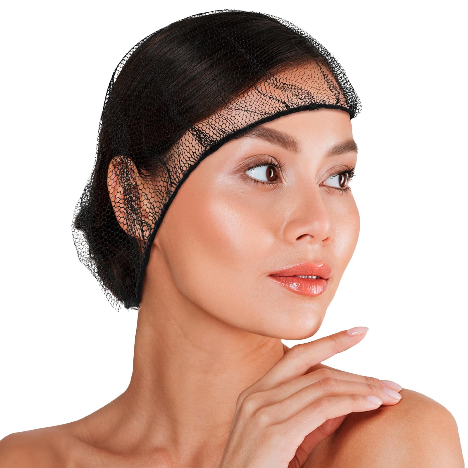 ABC Black Disposable Hair Net, 28 Inch. Pack of 100 Nylon Hair Nets Food Service