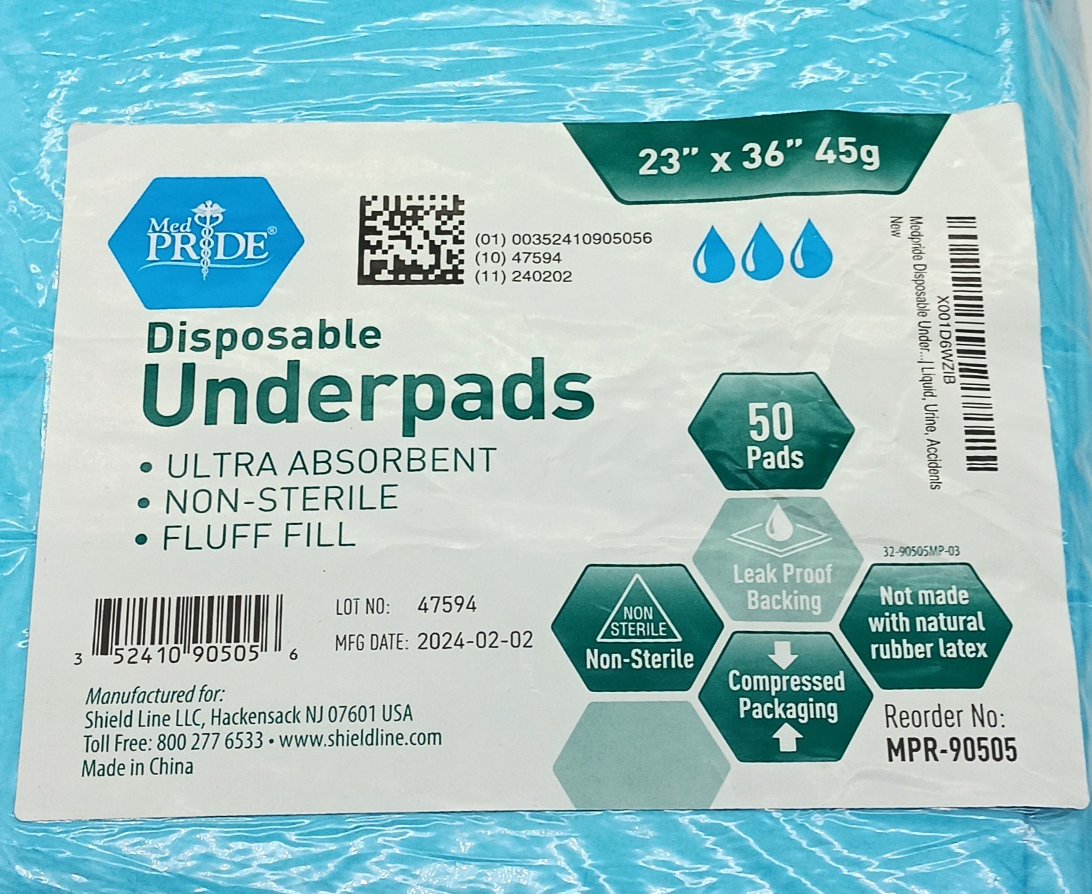 Med Pride Disposable Ultra Absorbent Underpads 50 Pack 23″ x 36″