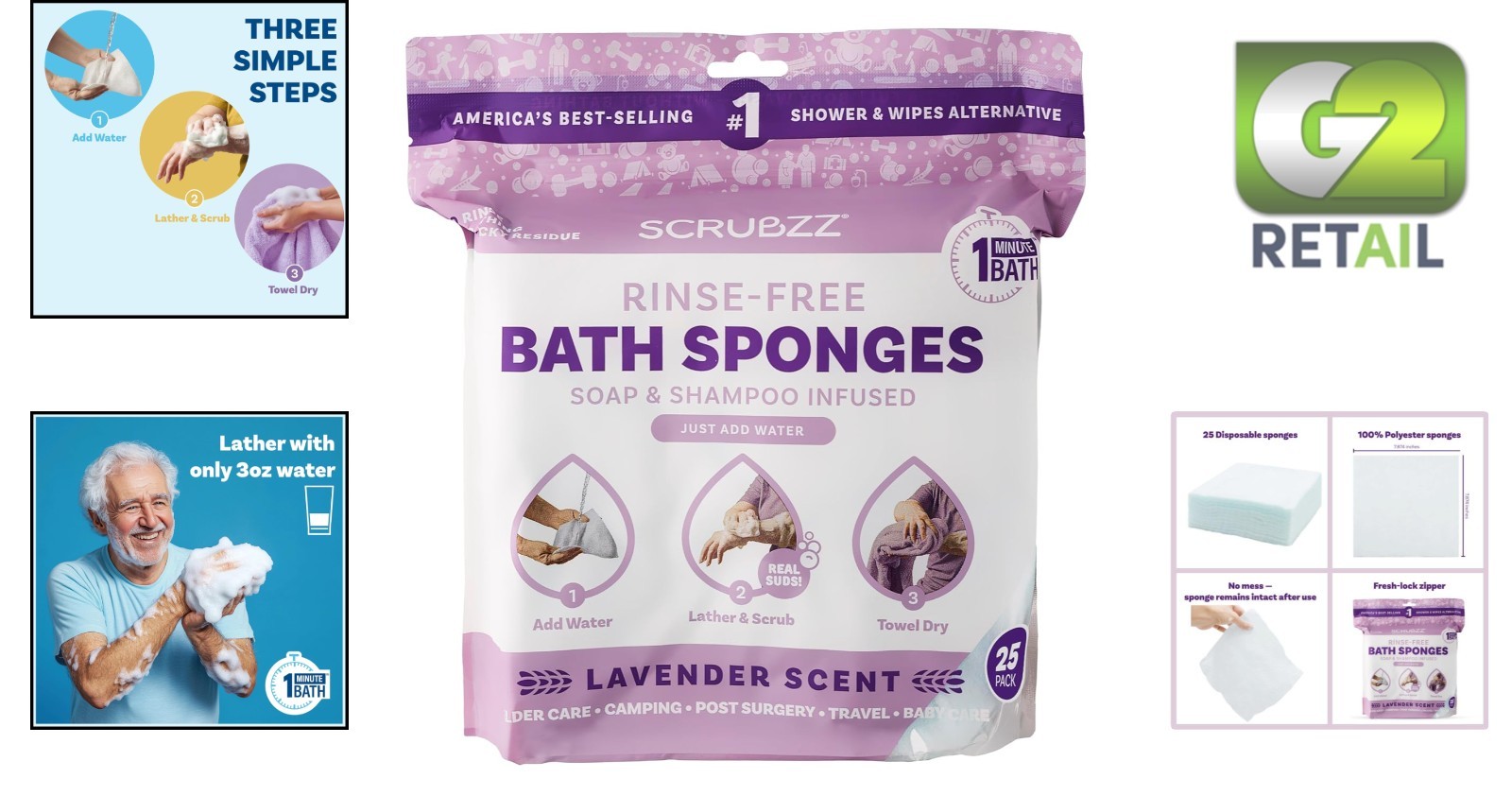 Convenient All-in-One Lavender Bath Wipes – 25 Count for Easy Clean-Up Anywhere