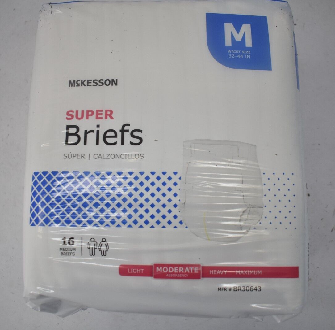 Lot of 32 McKesson Super Briefs Moderate Absorbency Medium Size 32″ To 44″ Waist