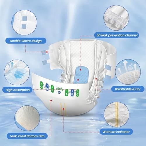 Elderly Adult Diapers with Tabs, Medical Disposable Incontinence Diaper for Seni