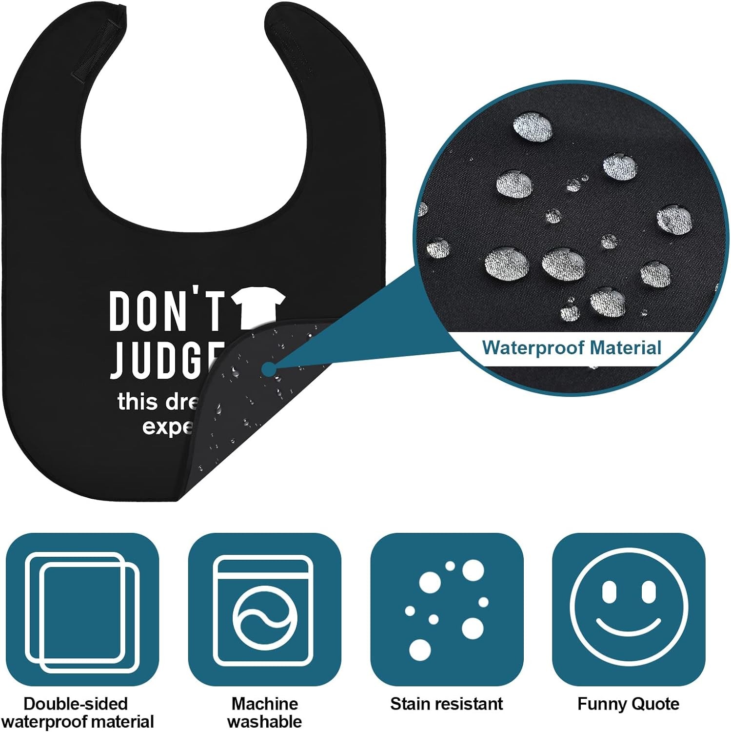 6 Pcs Adult Bibs for Women Men Funny Washable Black and White
