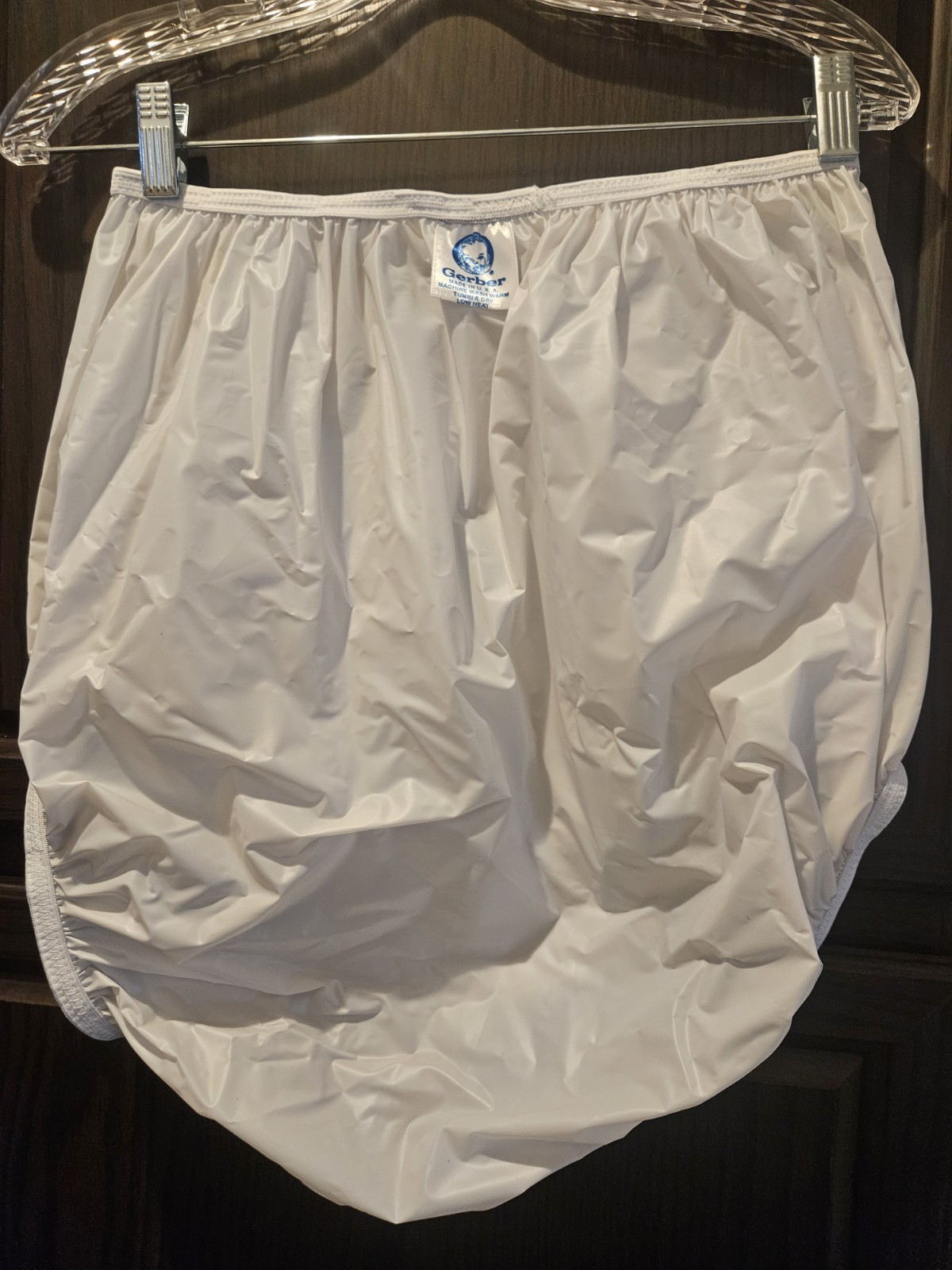 Gerber style adult White Plastic Diaper Cover Pull-On Plastic Pants