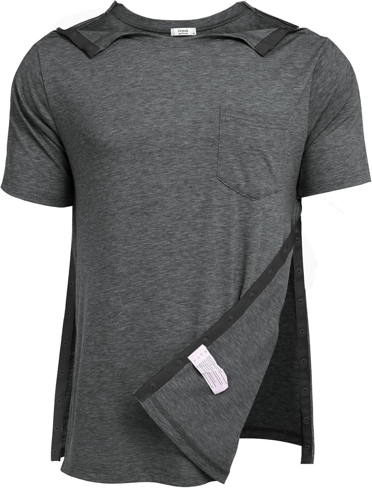 Men’s Post Shoulder Surgery Shirt Breathable Fabric Recovery Open Side Snap