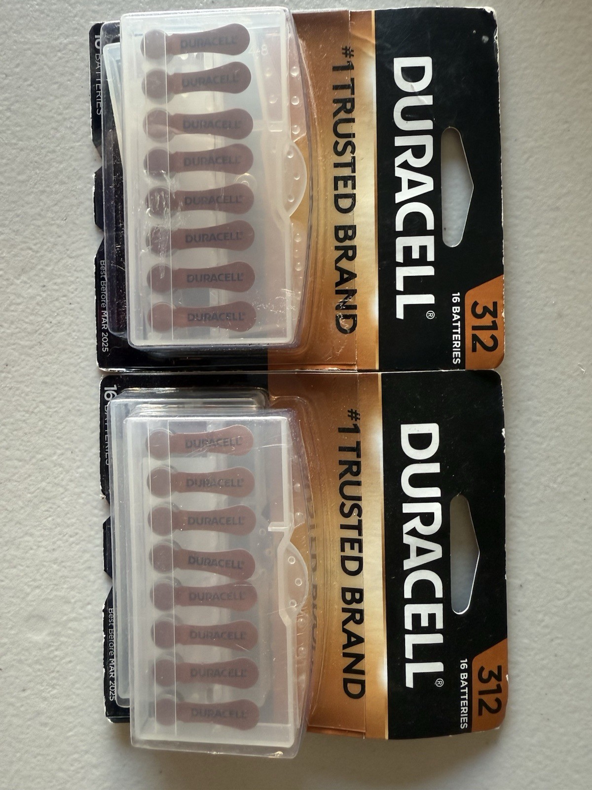Duracell 312 Hearing Aid Batteries – 2 Pack (32 Total) – Best Before Mar 2025