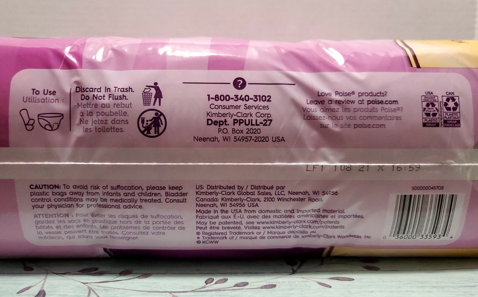Poise Pads Ultimate 3 In 1 Bladder Protection. Long Length Pad Ultimate 27 Count