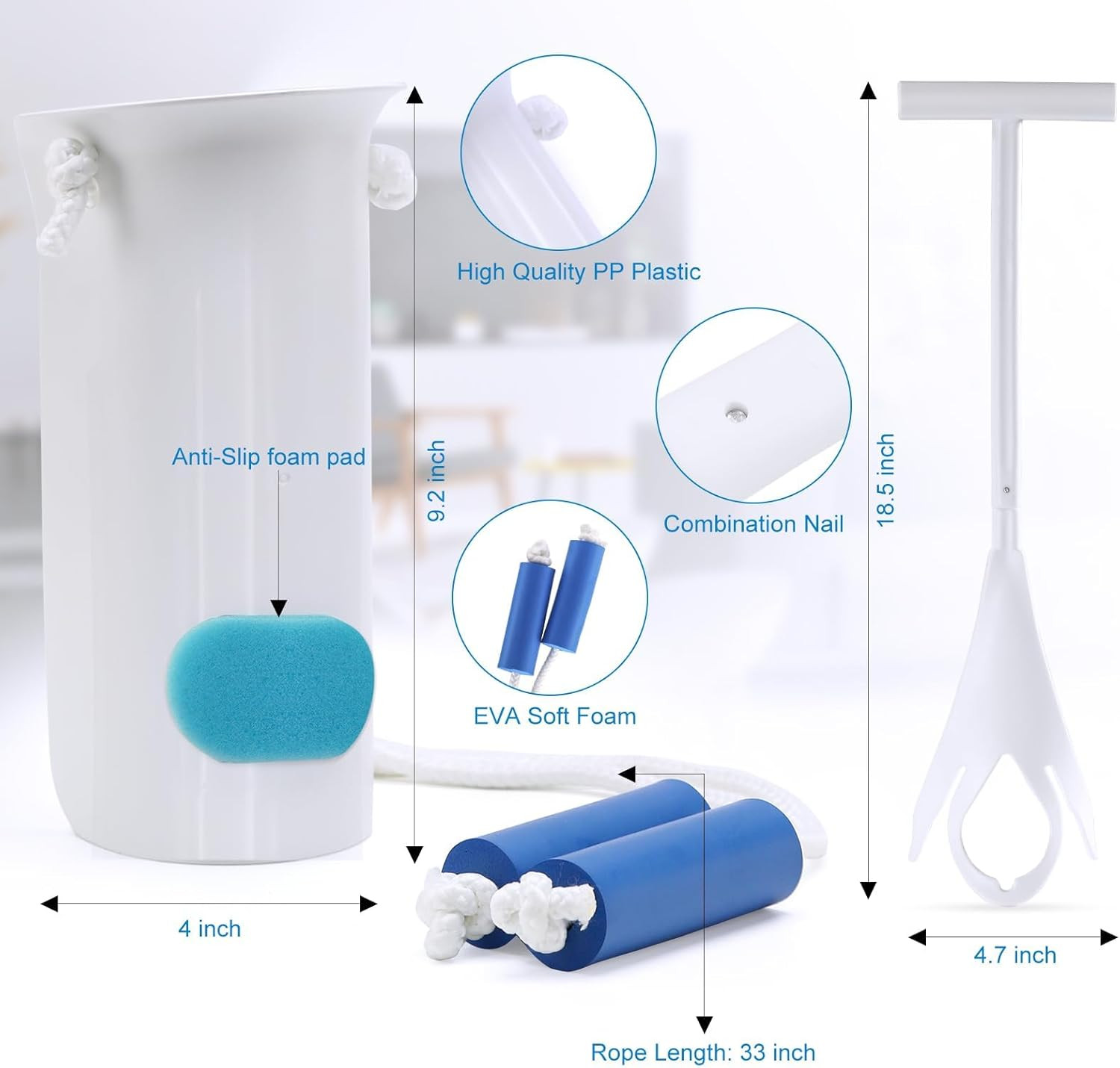 Sock Aid Kit, Flexible Sock Aid Device with Long Rope – Sock Puller Aid Easy on