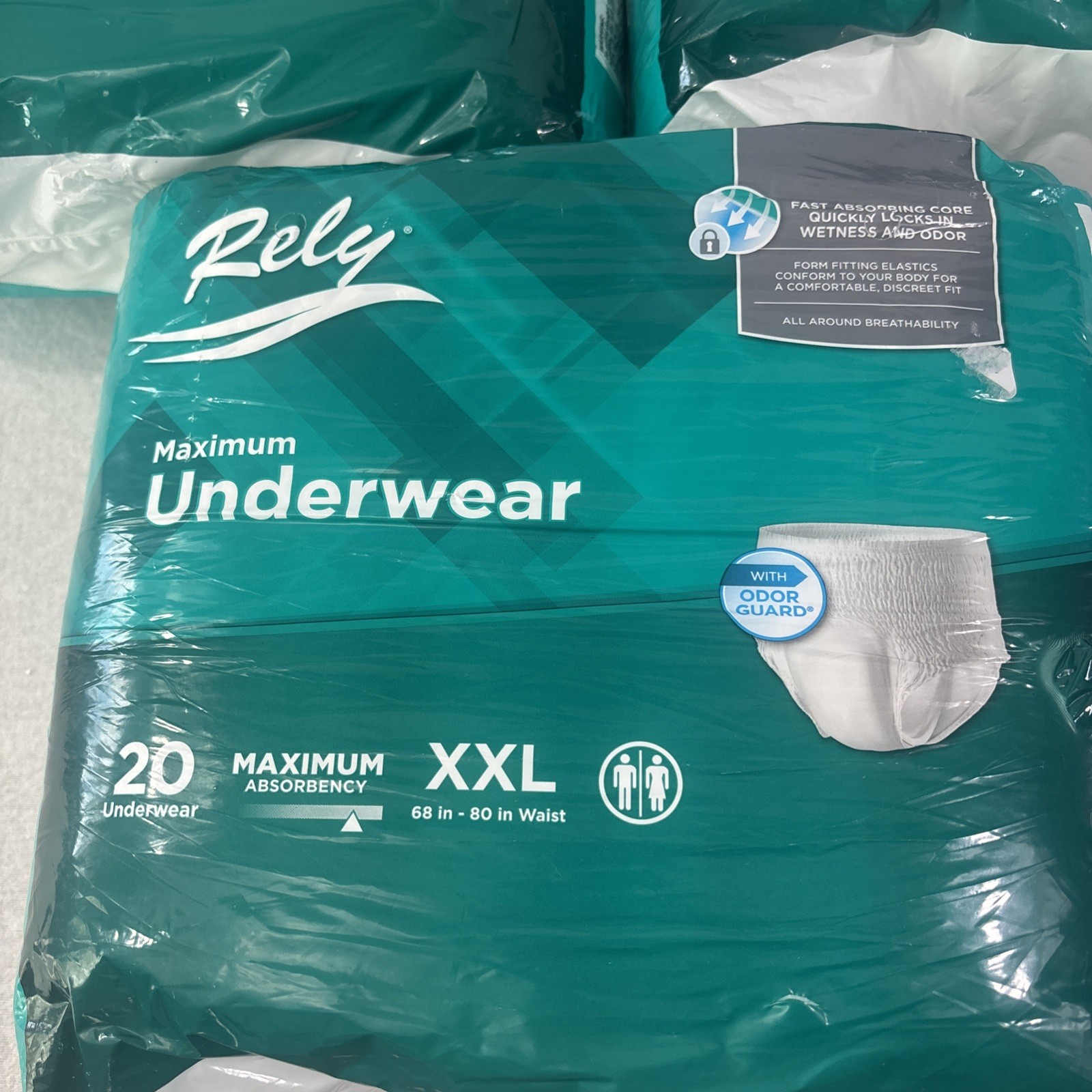 Rely Maximum Absorbency Underwear size XXL – 3×20 count (60 total) NEW