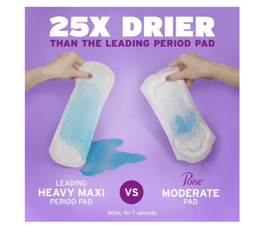 Poise Incontinence Pads for Women Ultimate Absorbency Long 90 Count 6 Drop