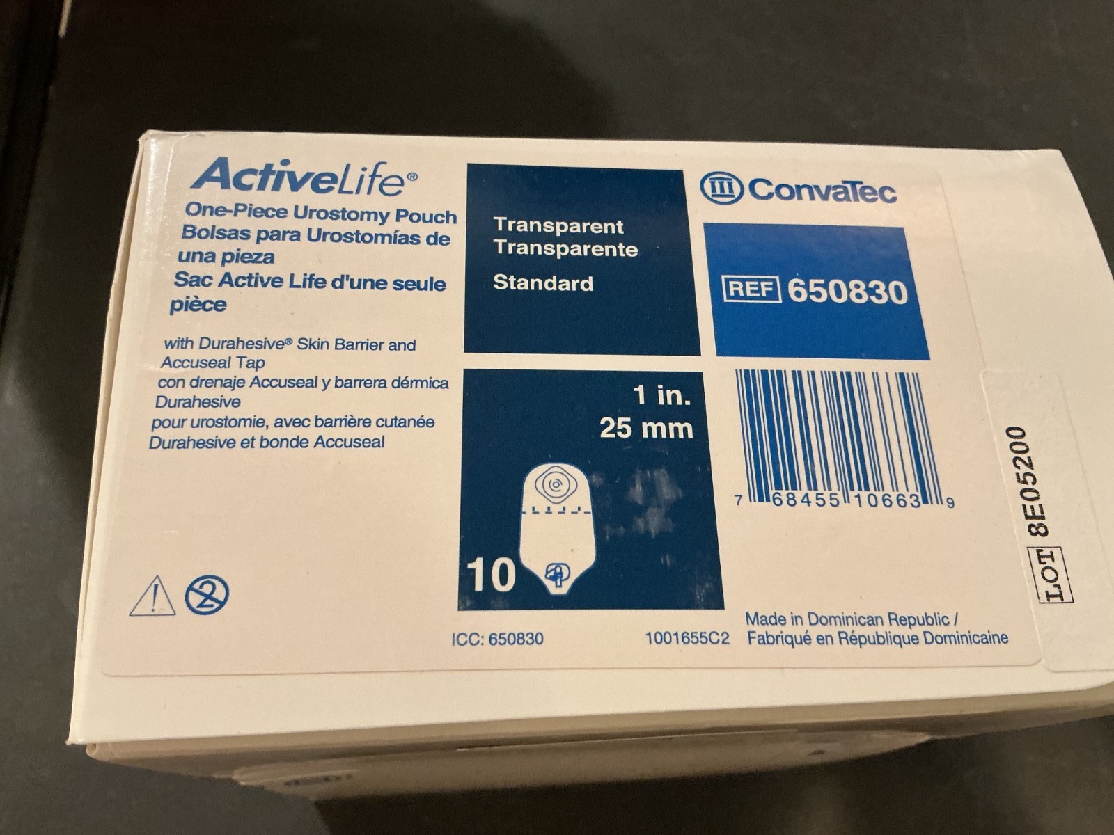 10 (1 box of 10) ConvaTec 650830 ActiveLife One Piece Urostomy Pouch
