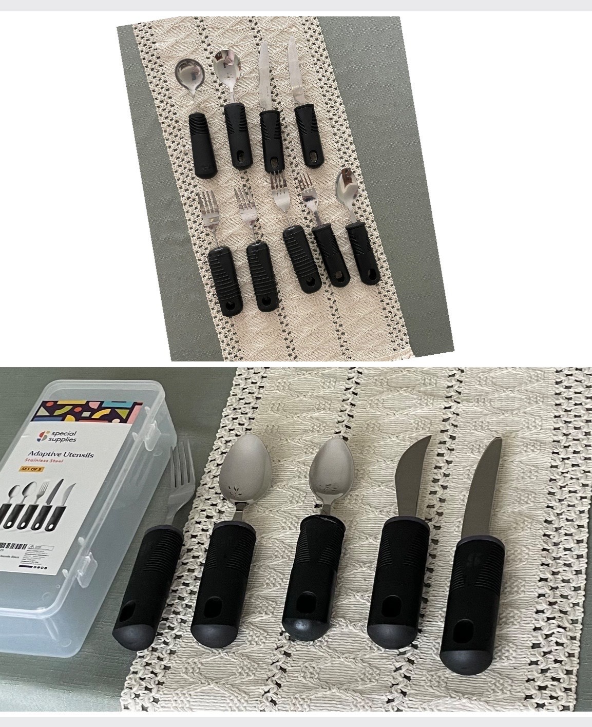 Special Supplies Adaptive Utensils Stainless steel Grip Weighted Set of 14