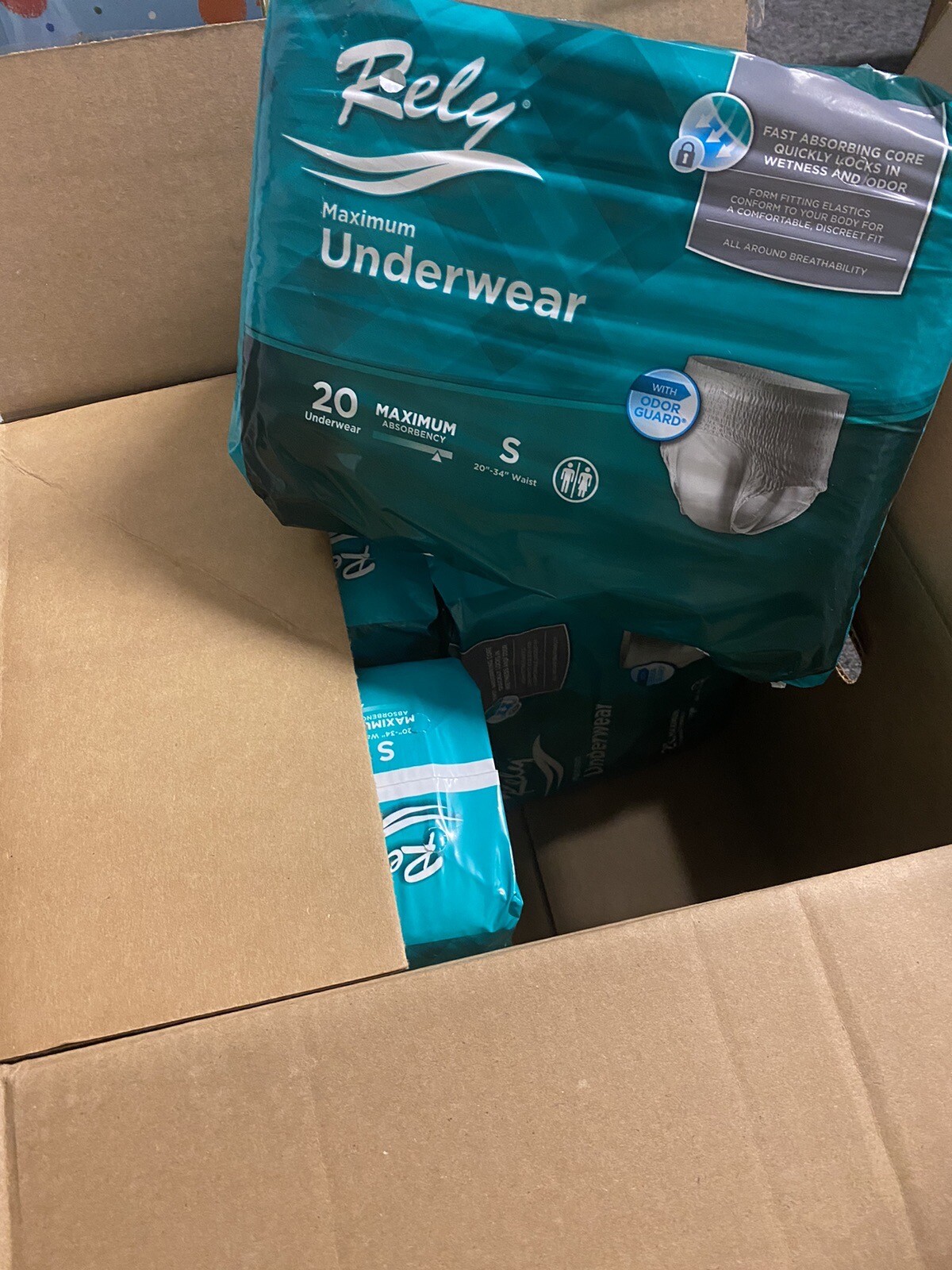 Rely Incontinence Brief Maximum Absorbency Underwear Small Case 80 Count 20″-34″