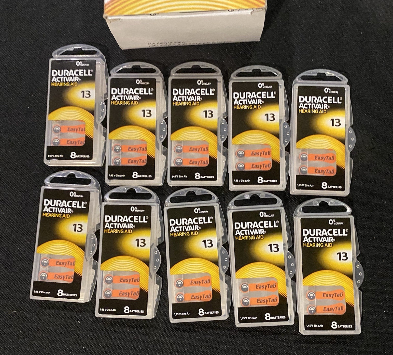 80 Duracell Size 13 Activair Hearing Aid Batteries Exp 07&12/2027 New EASYTAB!