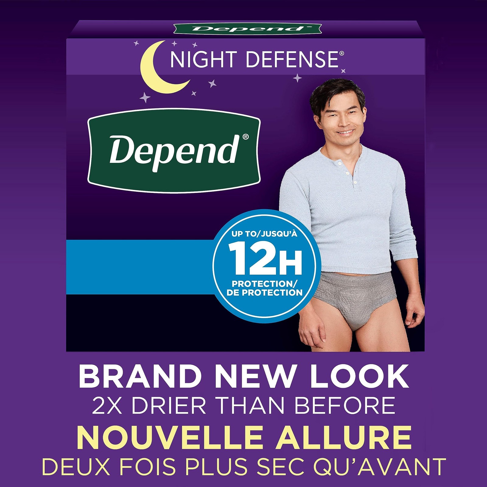 Depend Night Defense Adult Incontinence Underwear for Men Grey 64 Count