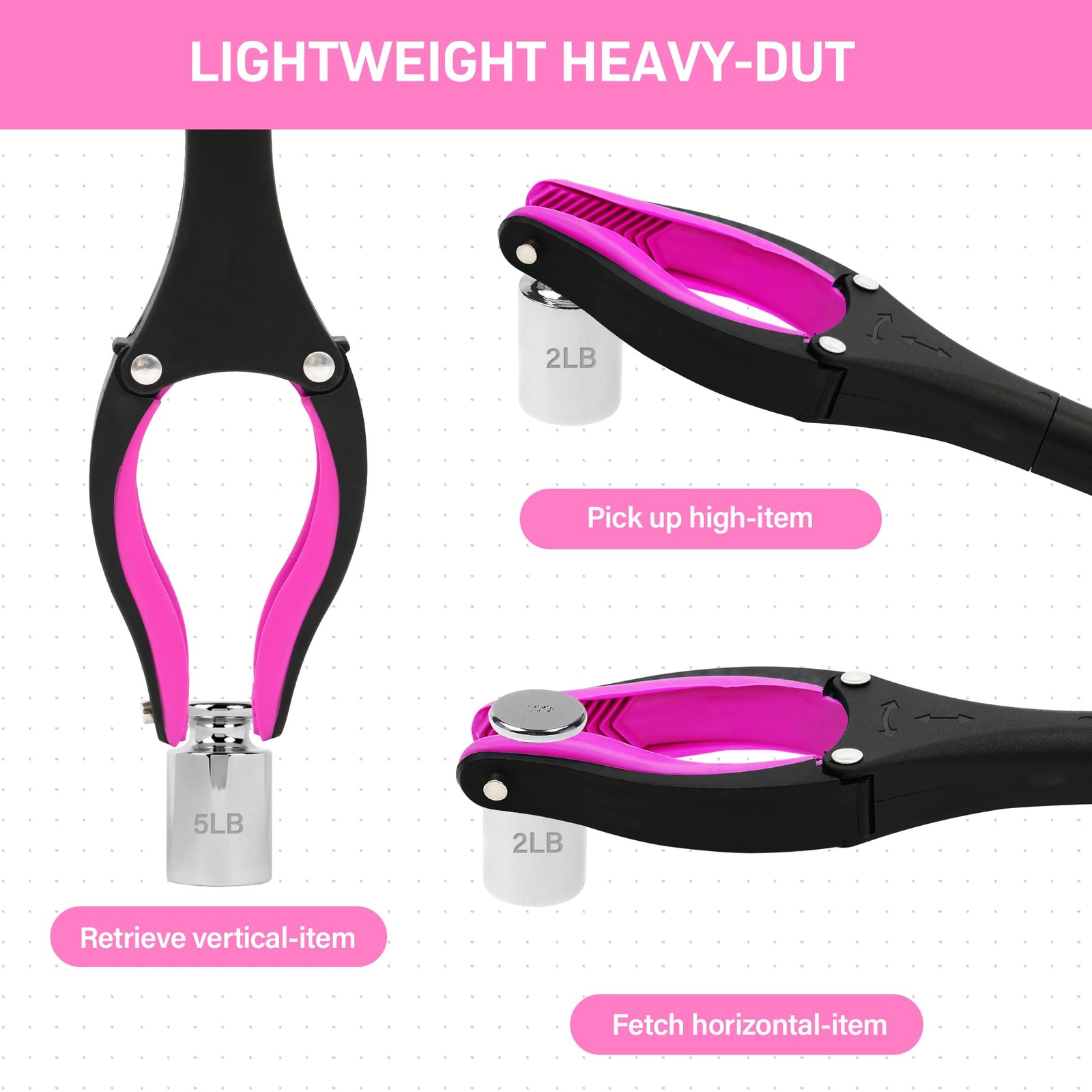 Grabber Tool 2 Pack 32 inch Strong Magnetic Swivel Head New Pink
