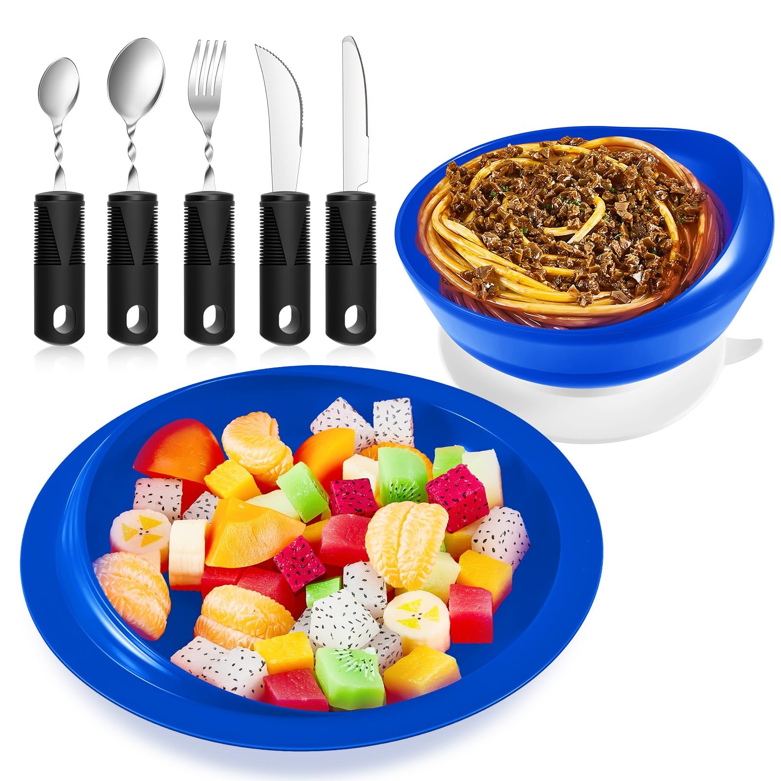 2 Sets Adaptive Utensils Bowl and Plate Set Adaptive Self Feeding Dinnerware …
