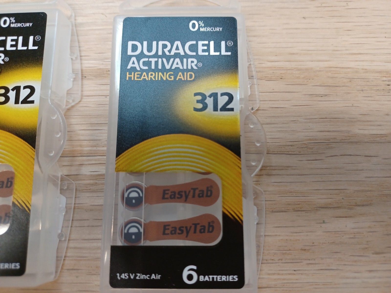 2 Duracell ActivAir DA312 Hearing Aid Batteries – Size 312, Pack of 6