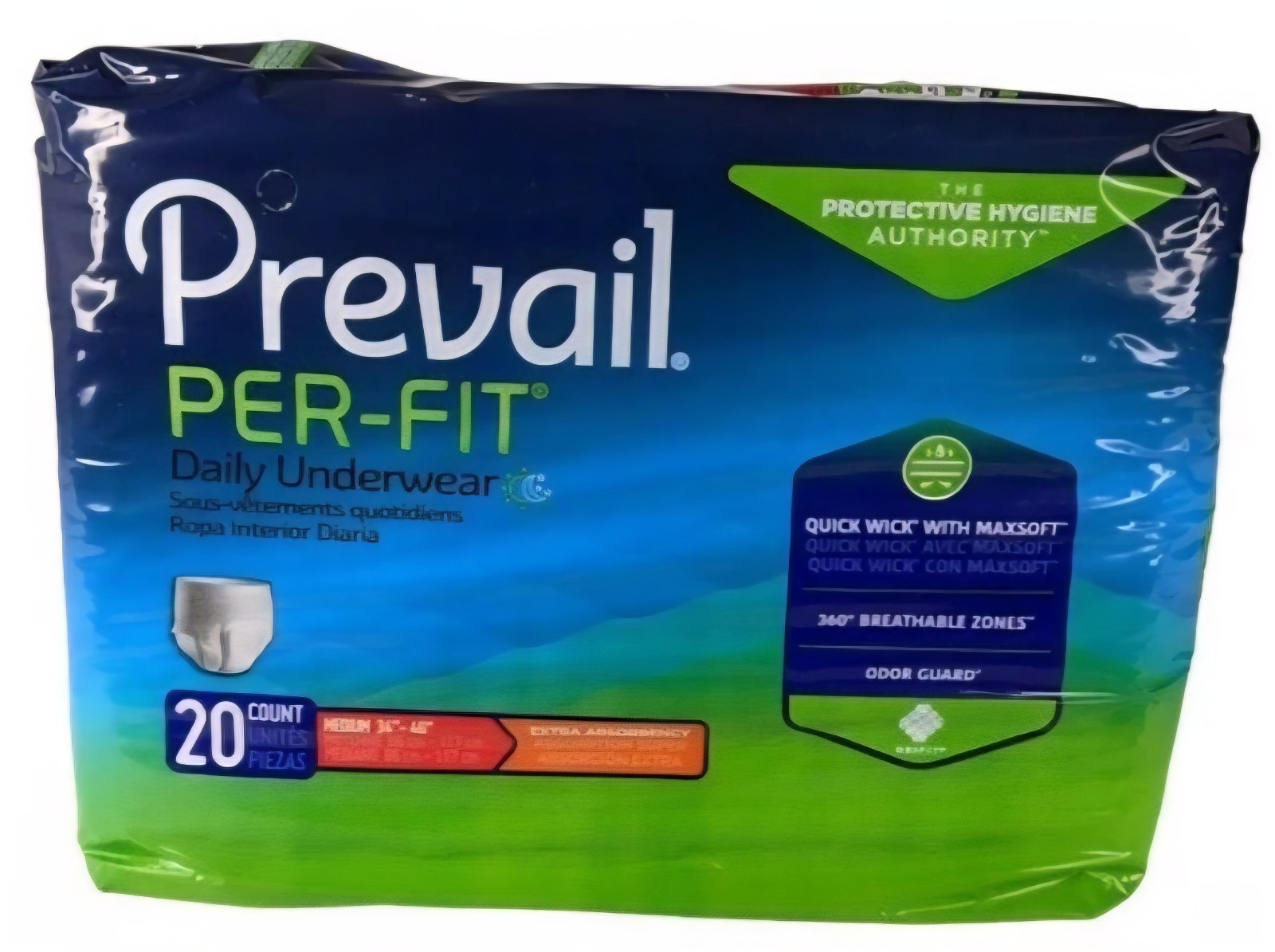 Prevail Per-Fit Adult Unisex Daily Underwear/Diapers Medium 4 Bags of 20 A Box