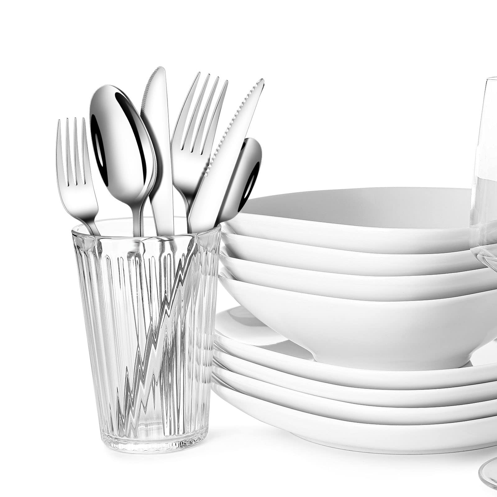 Bonuci 6 Pcs Weighted Utensils for Hand Tremors and Parkinsons Silver