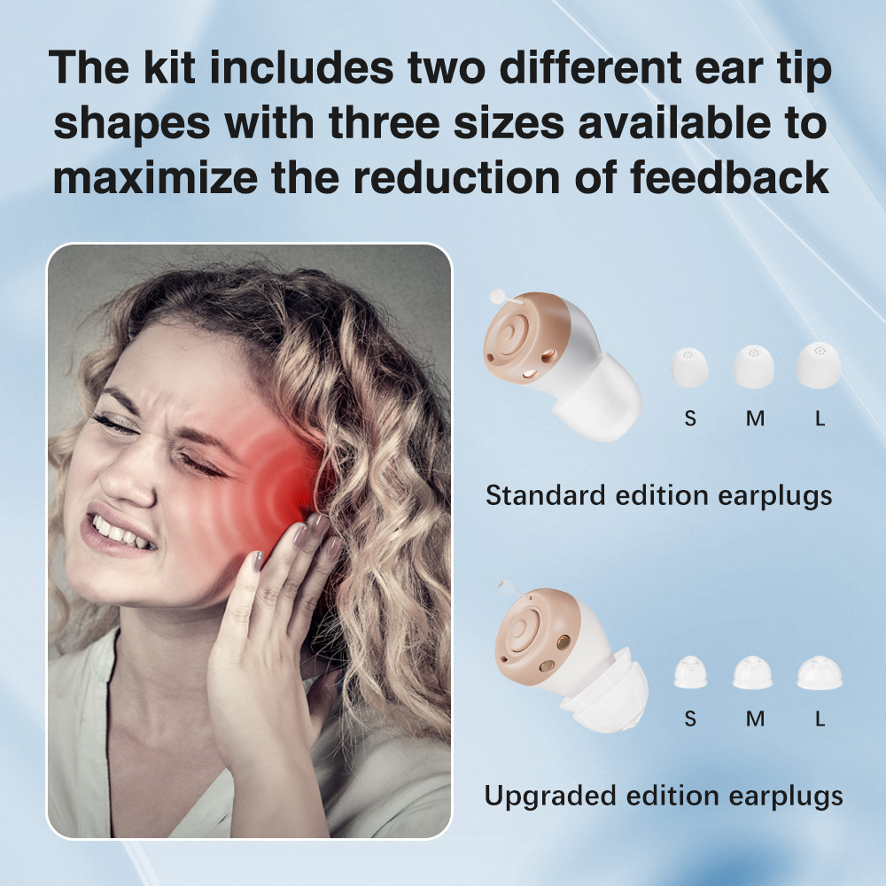 JINGHAO 1 Pair Hearing Aids Rechargable In Ear Sound Hearing Amplifier US