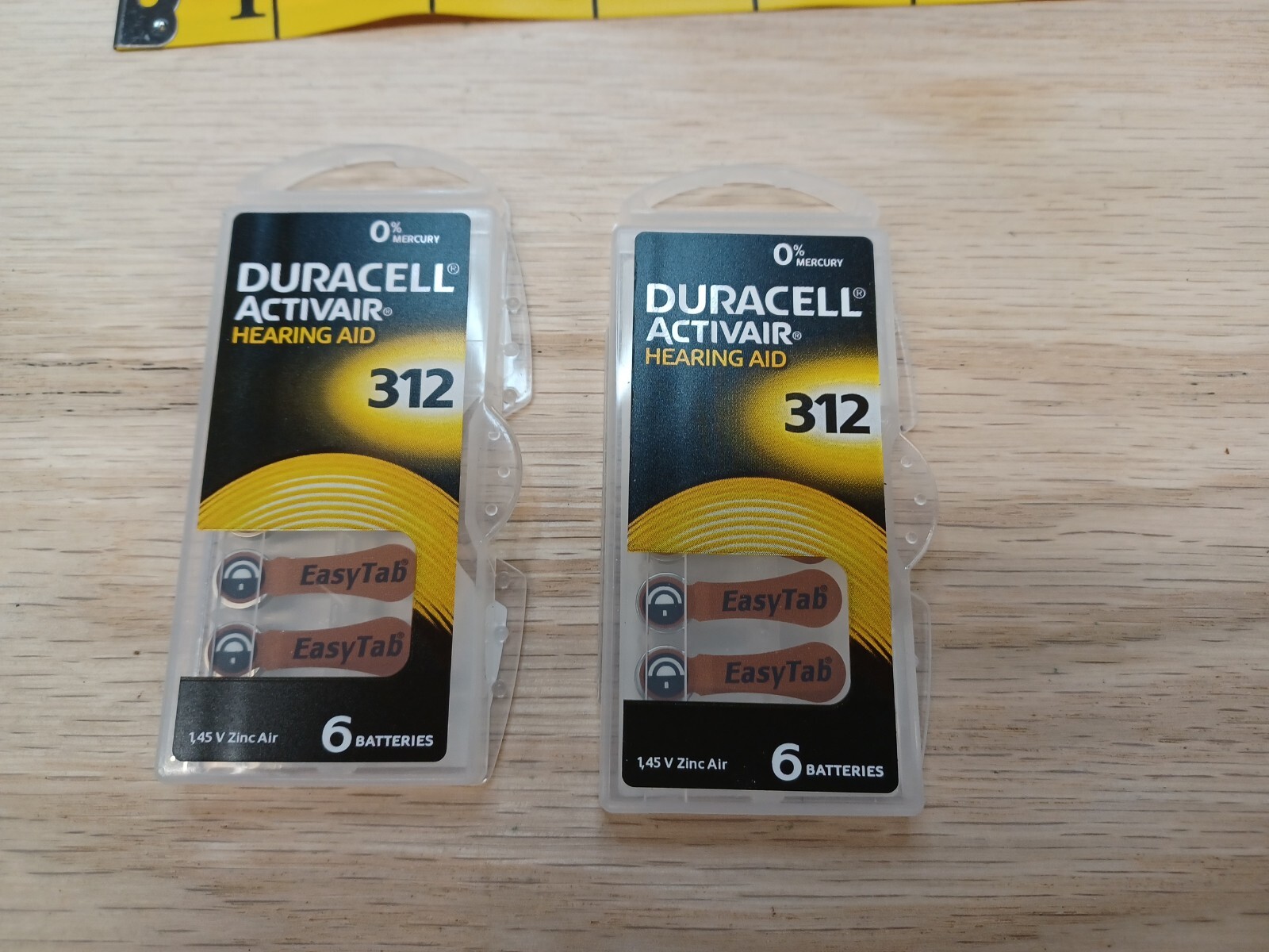 2 Duracell ActivAir DA312 Hearing Aid Batteries – Size 312, Pack of 6