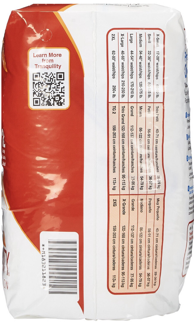 Adult Absorbent Underwear Tranquility Premium Overnight Diapers case/36