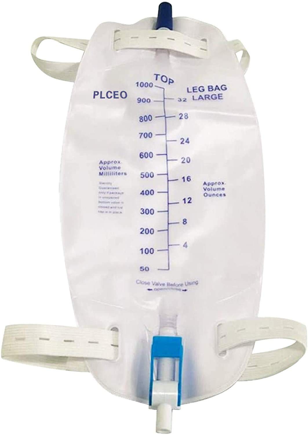Easy-Tap Leg Bag Urinary Drainage Bag, 1000ml, Anti-Reflux Valve, Cloth Strap…