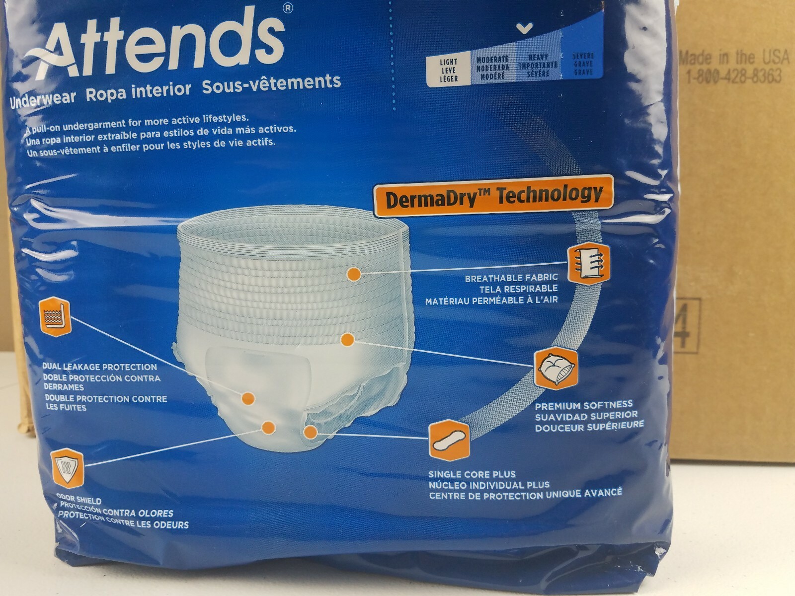 Attends Bariatric Adult Underwear, 2-XL, XXL, 68″ – 80″ Waist, AU50 – Case of 48
