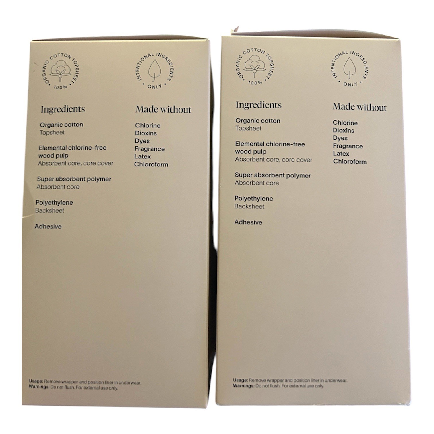 NEW Cora 100% Organic Cotton THE FREE TO MOVE Bladder Liners Long 30ct X 2 BOXES