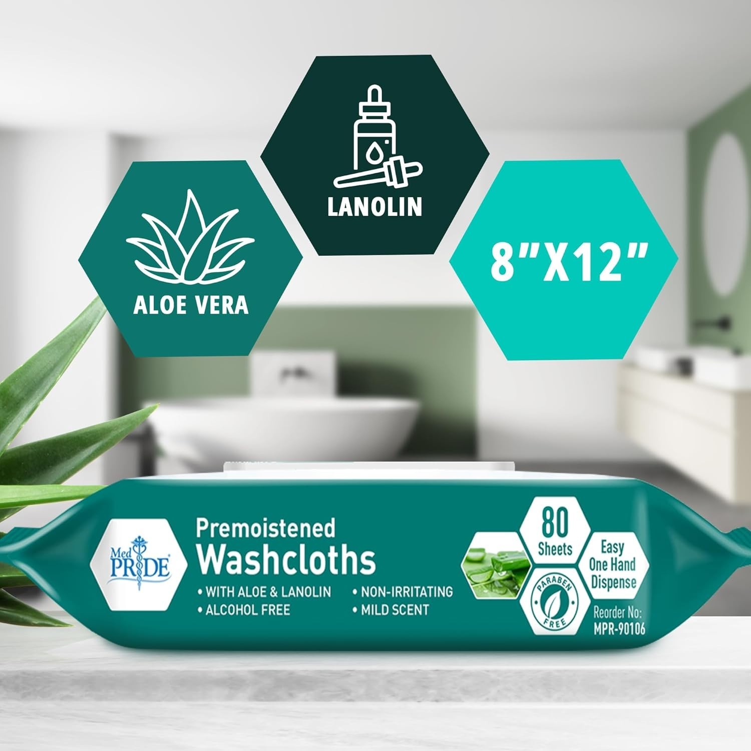 Disposable Aloe Vera Wipes Compatible with Incontinence Products 80 Count
