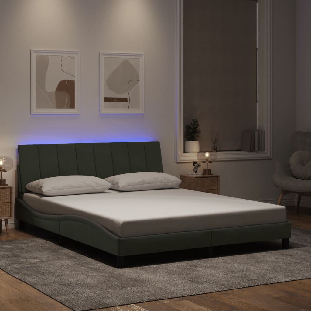Bed Frame with LED Lights Platform Bed Base Bedroom Furniture Velvet vidaXL