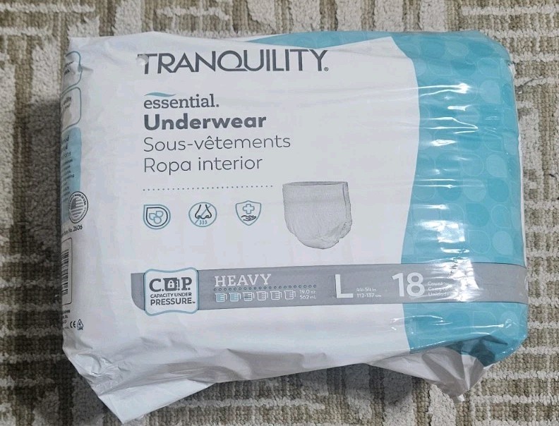 Tranquility Essential Underwear Heavy Size Large 44-54 Inches 18 Count