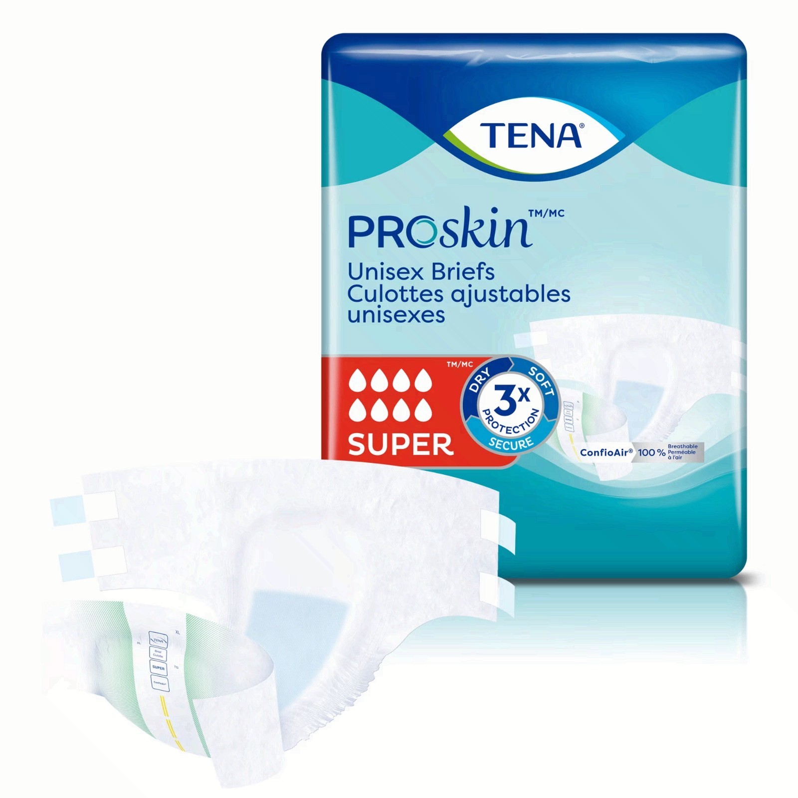 TENA ProSkin Unisex Adult Diapers, Super Absorbency, Large, 56 Count