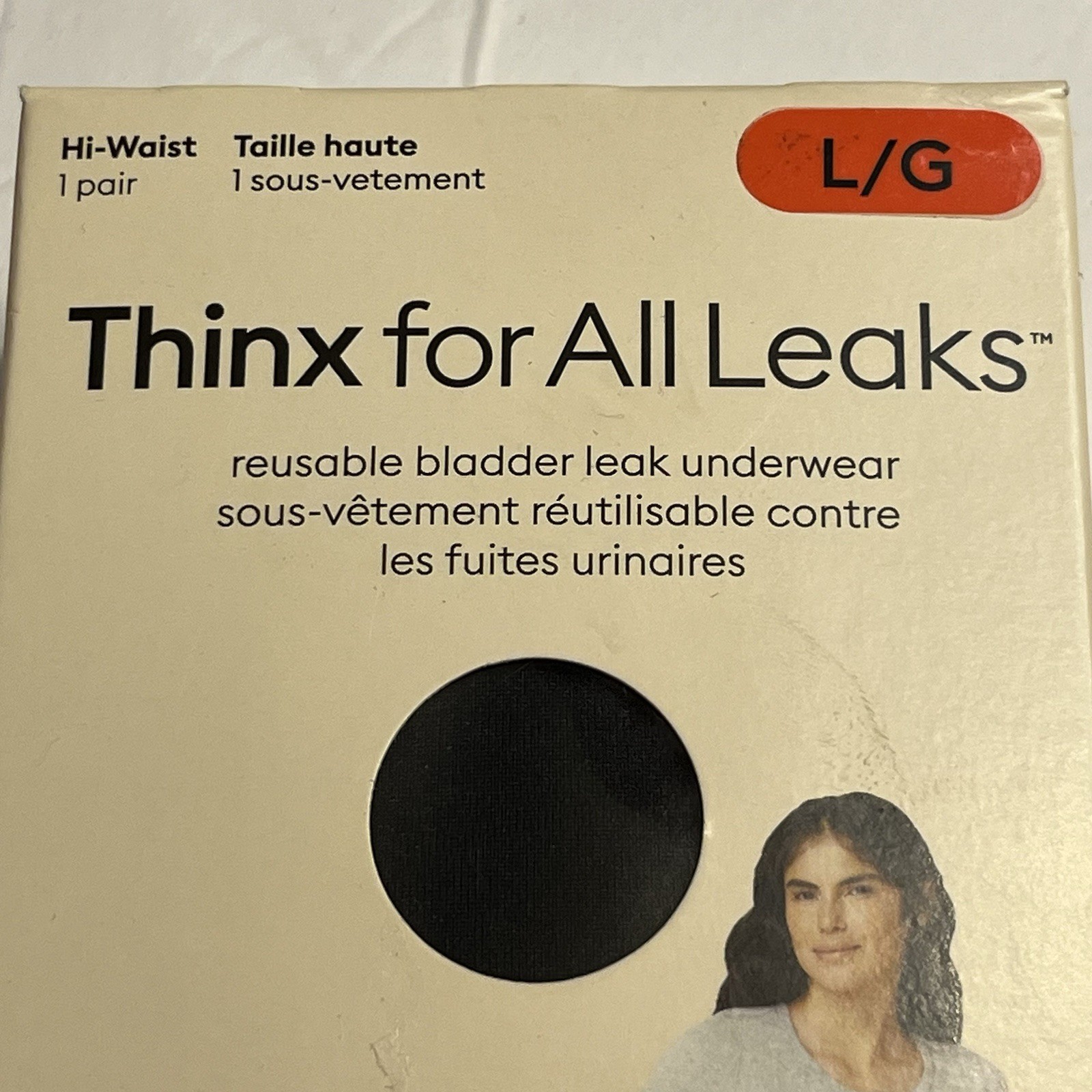 Thinx for All Leaks Black Hi-Waist Reusable Bladder Leak Underwear Size L Black