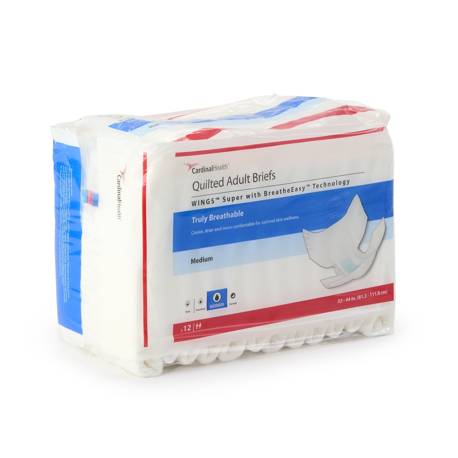 Wings Super Quilted Incontinence Brief M Quilted 87083 Quilted Maximum 12 Ct