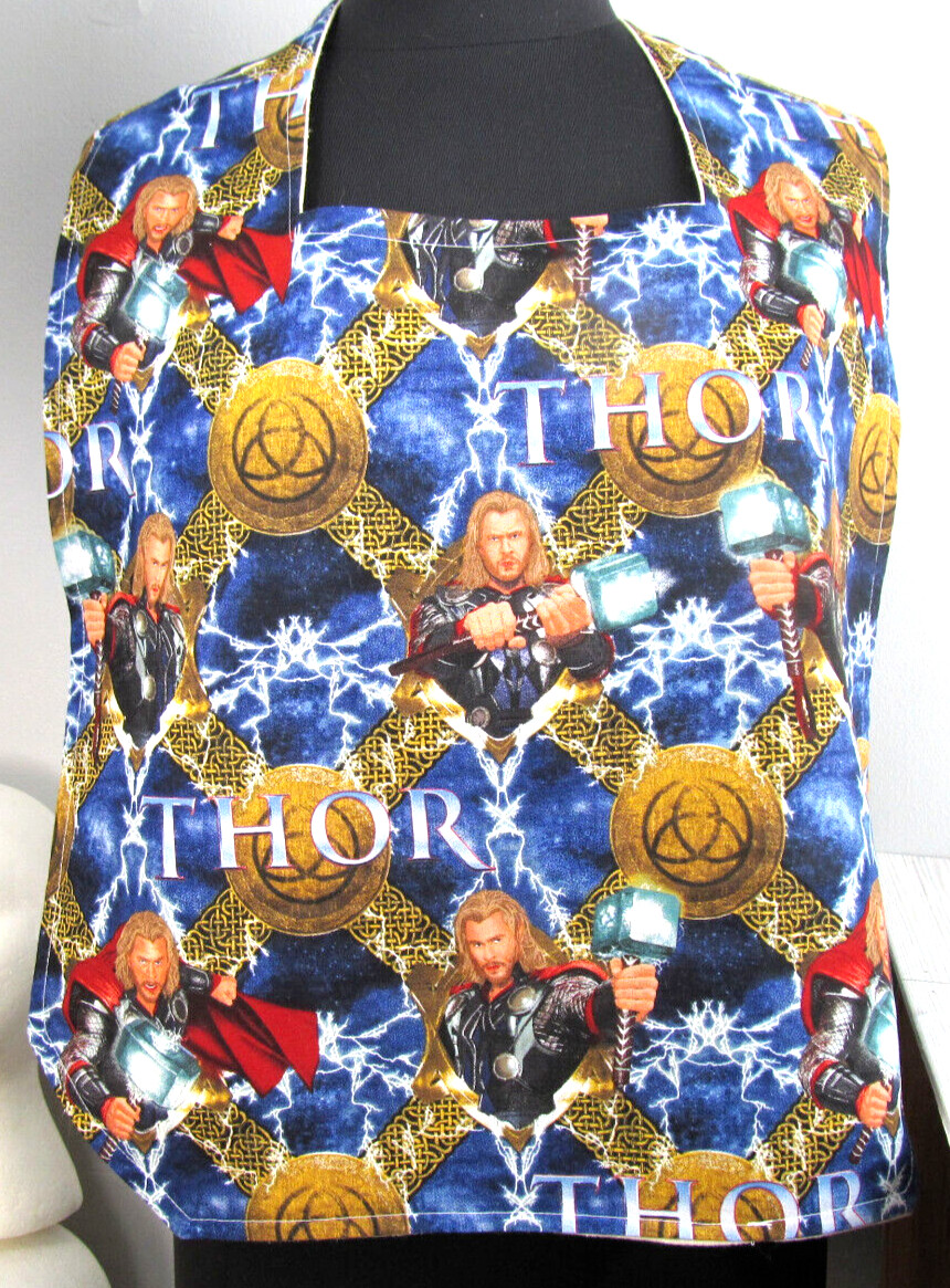 Large Adult Bib Special Needs Shirt Protector Fun Thor Fabric Gag Gift Flannel L