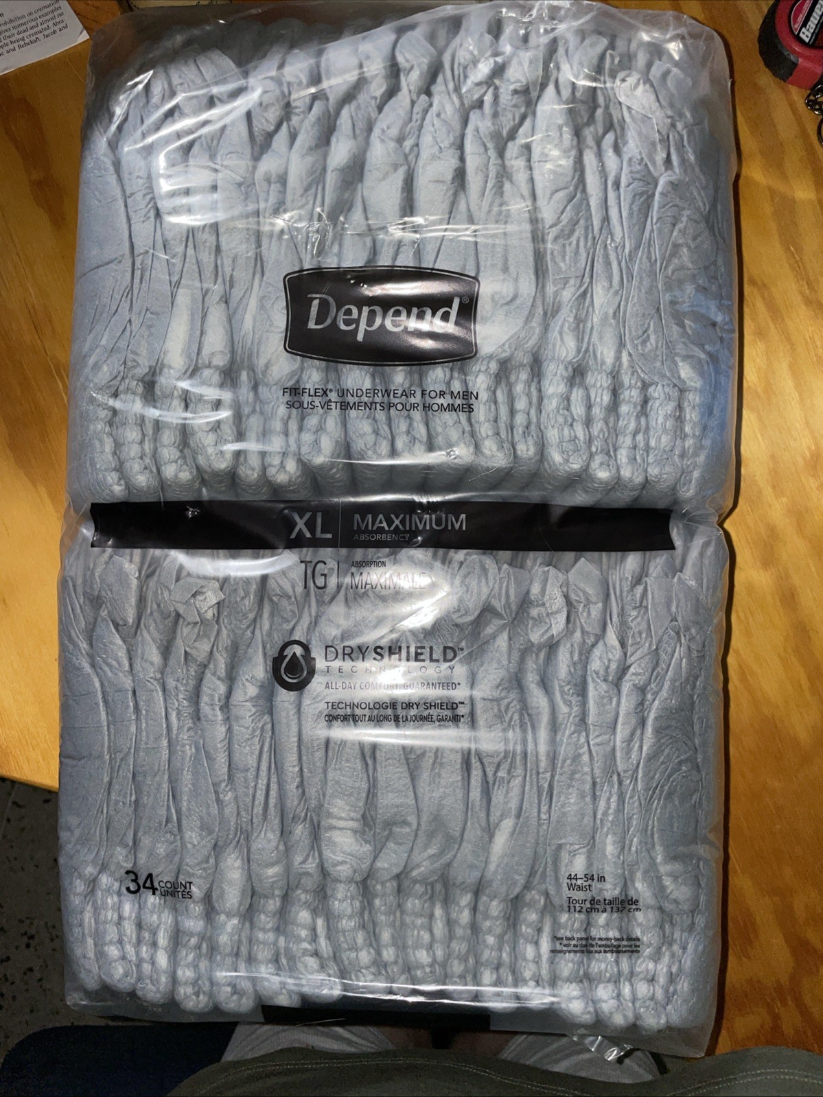 Depend Men XL Fit-Flex Underwear 34 Ct Maximum Absorbency Gray NEW Free Shipping