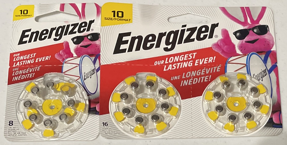 24 Energizer Size 10 Zinc Air Hearing Aid Batteries AZ10DP EXP 2026/2027