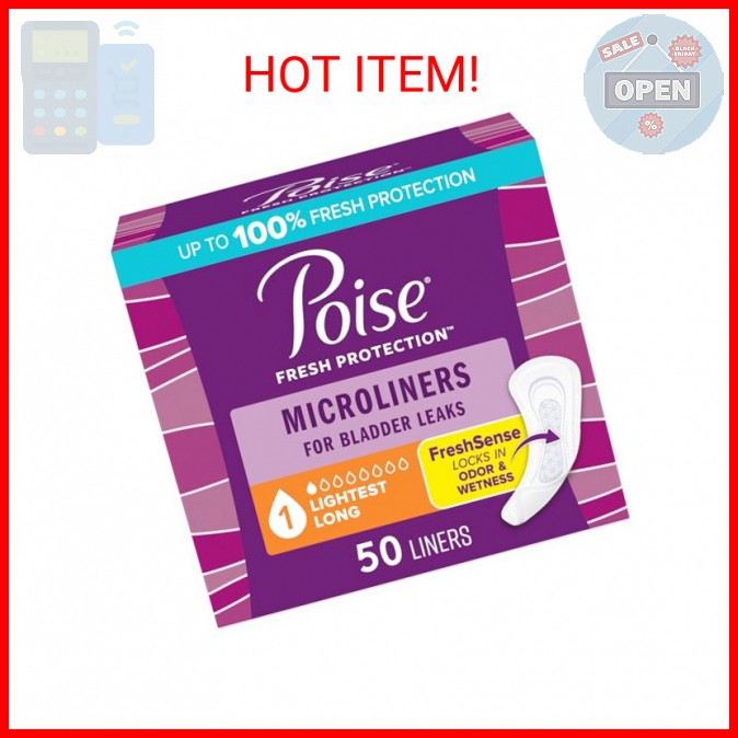 Poise Daily Microliners, Incontinence Panty Liners for Bladder Leaks, 1 Drop Lig