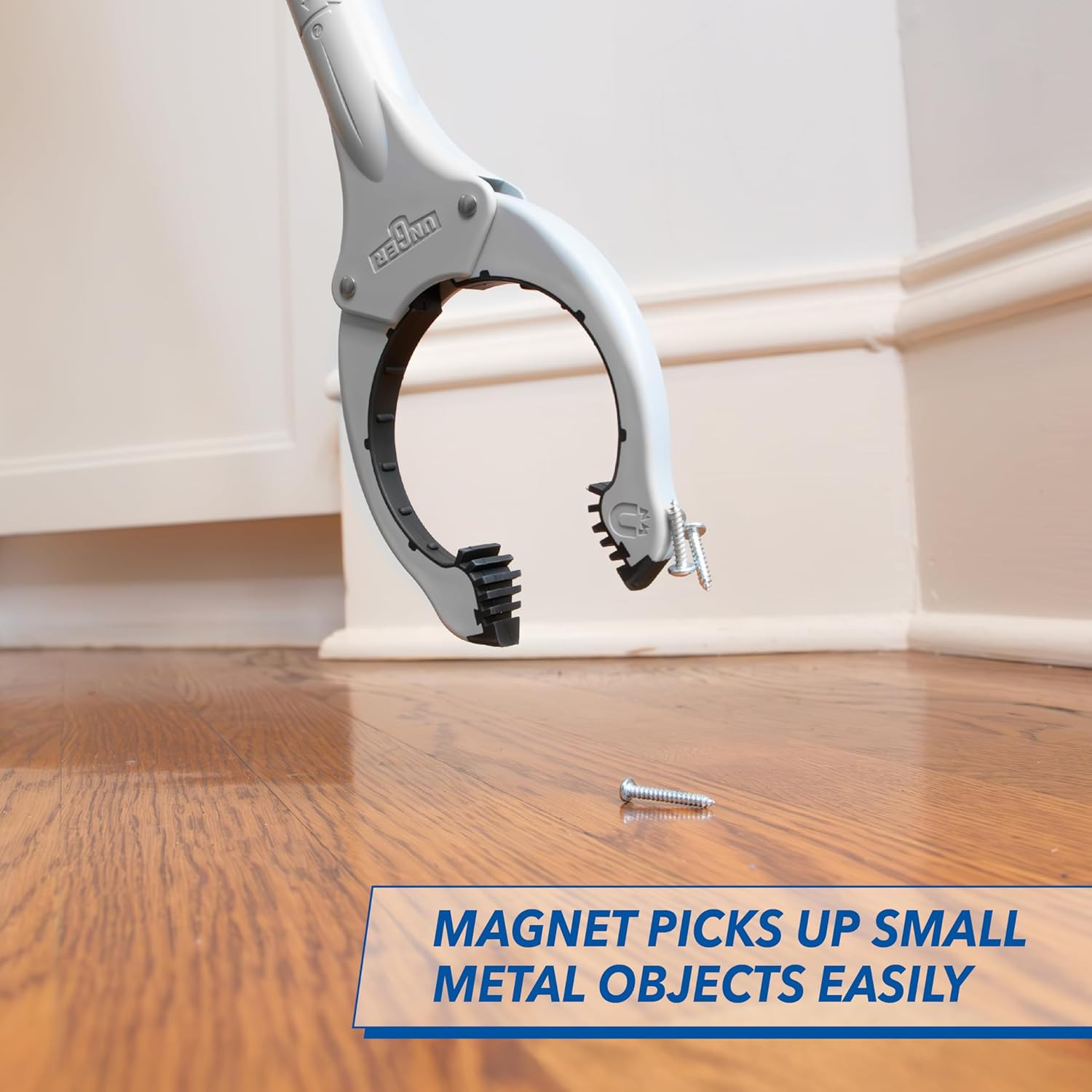 Unger 32” Grabber plus Reacher Tool and Trash Picker Upper, Built-In Magnet and