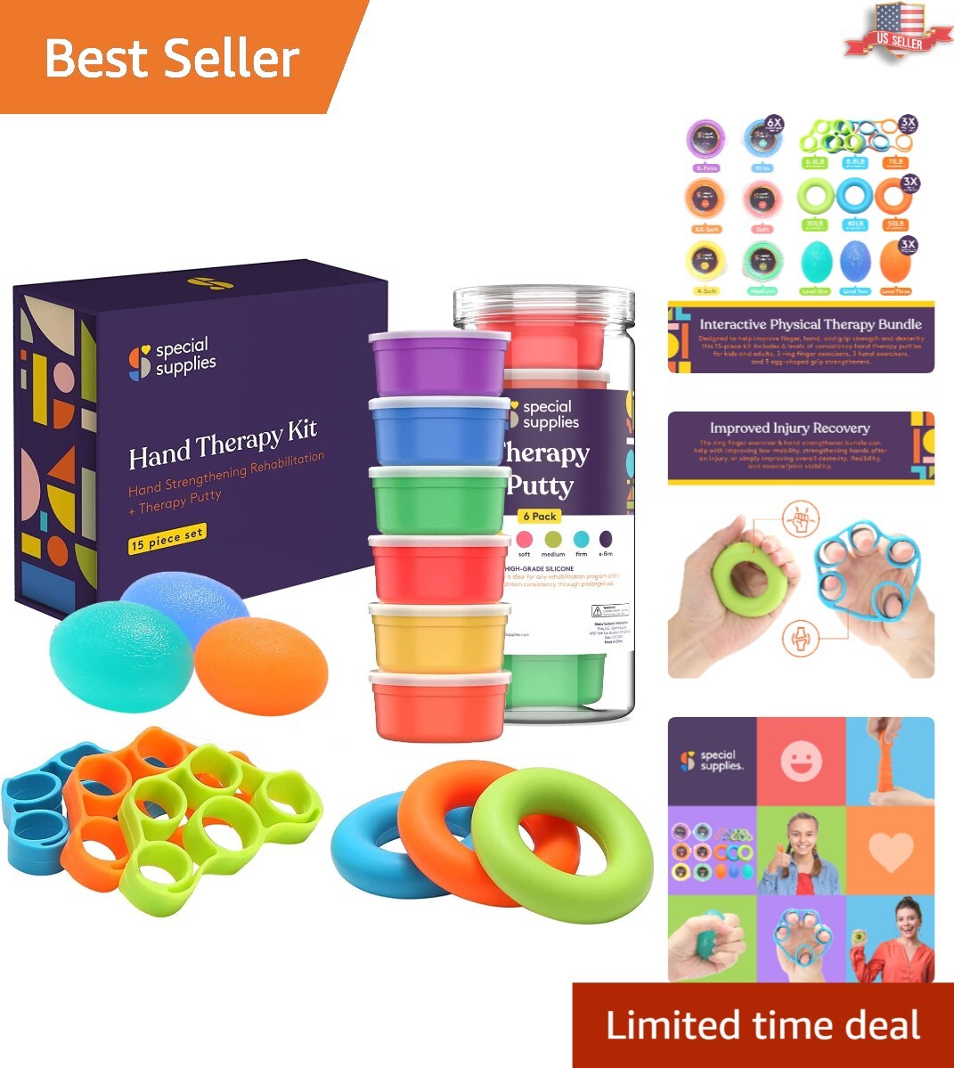 Silicone Finger Exercisers for Injury Recovery & Mobility – Stress Relief Set
