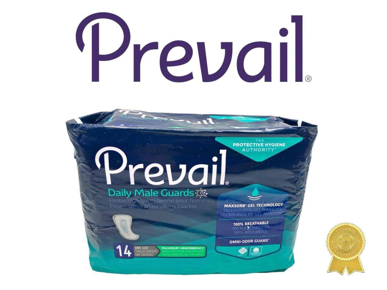 Lot of 4 Prevail Daily Male Guards Max Absorbency Incontinence Pads, 14 Ct. Each