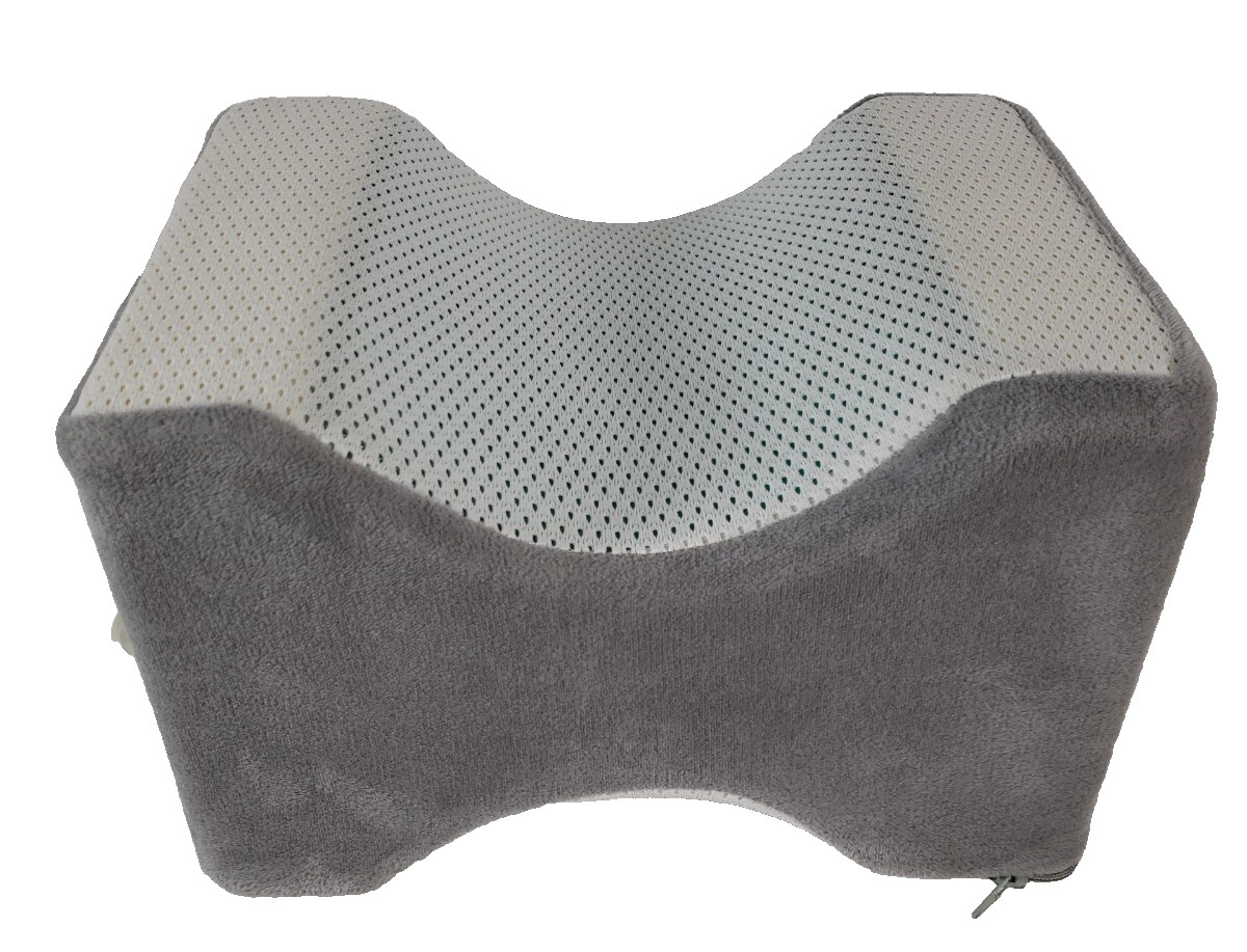 Ergonomic Knee Pillow Breathable Memory Foam Gray/White