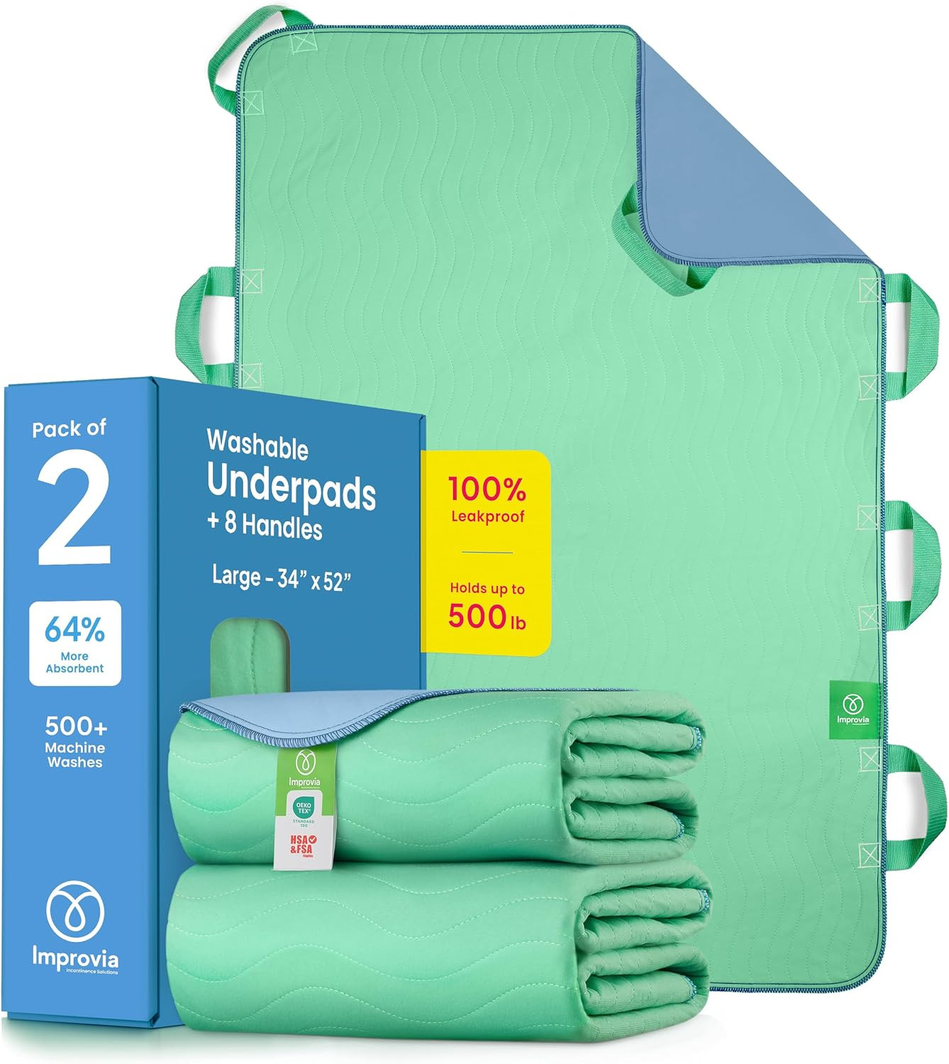 Positioning Bed Pad, with 8 Reinforced Handles, Quick-Drying, Washable, Waterpro